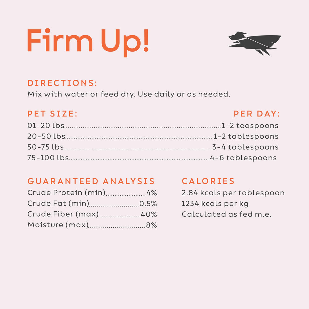 Diggin' Your Dog Firm Up Pumpkin is made in USA with pesticide-free, non-GMO ingredients.