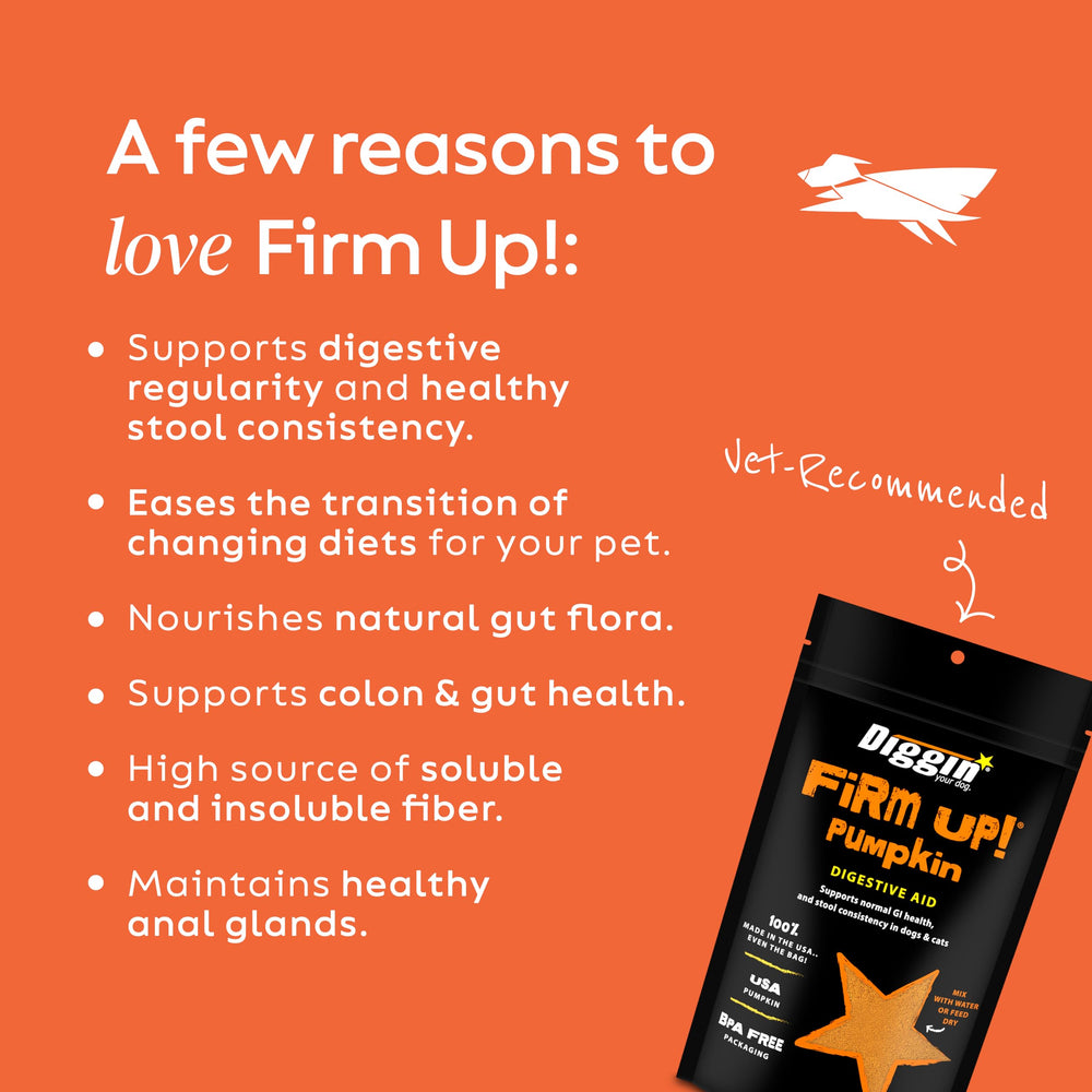 Diggin' Your Dog Firm Up Pumpkin scoop ready to measure a consistent dose.