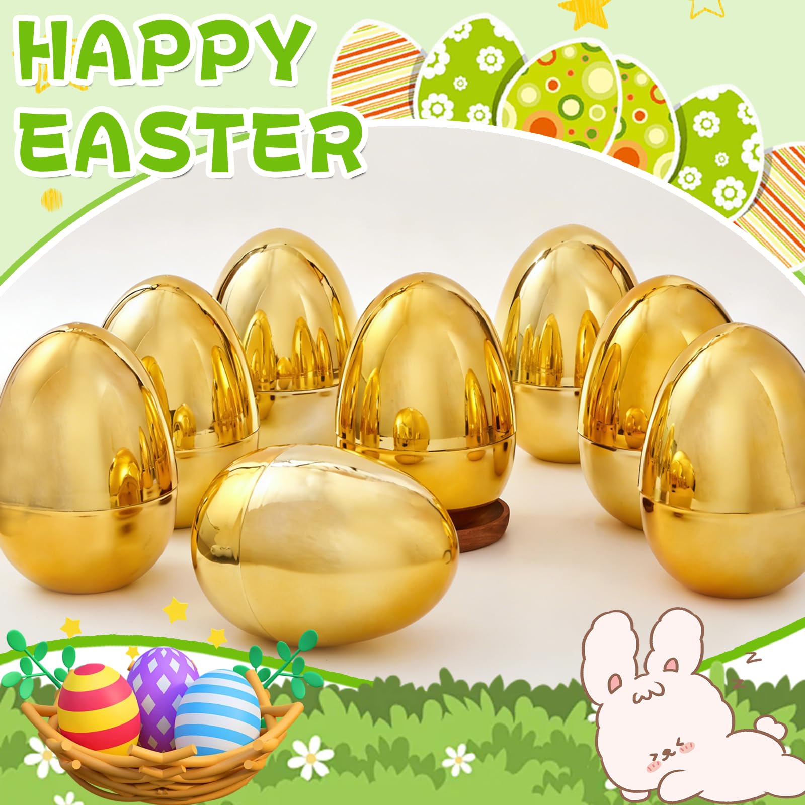 Digwry fillable gold Easter egg shows versatile stuffing options.