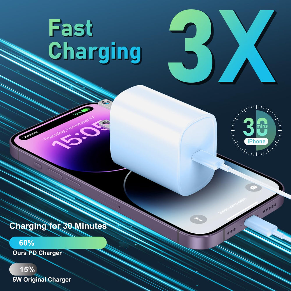 DiHines blue 10ft Lightning cable delivering flexible reach.