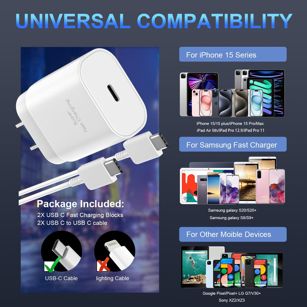 DiHines premium USB-C charger setup compatible with iPhone 17/16/15 series