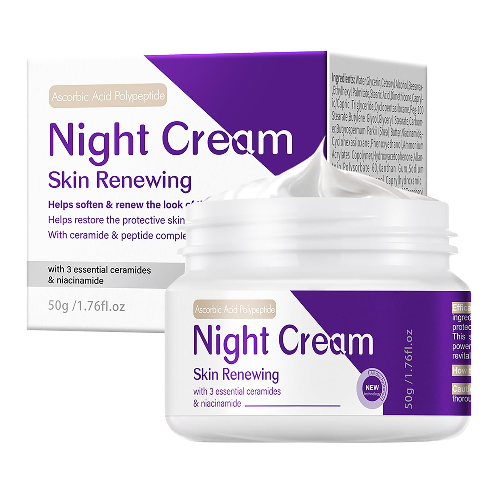 DIKAYI Skin Renewing Night Cream bottle promotes overnight hydration.