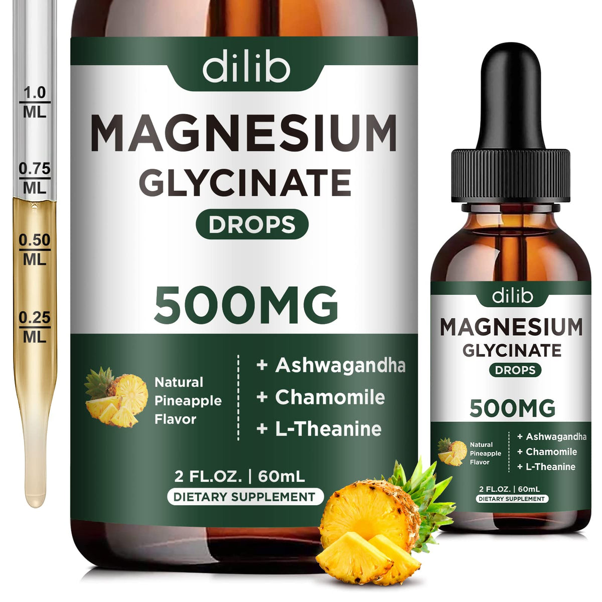 dilib magnesium glycinate liquid drops bottle ready for daily stress support