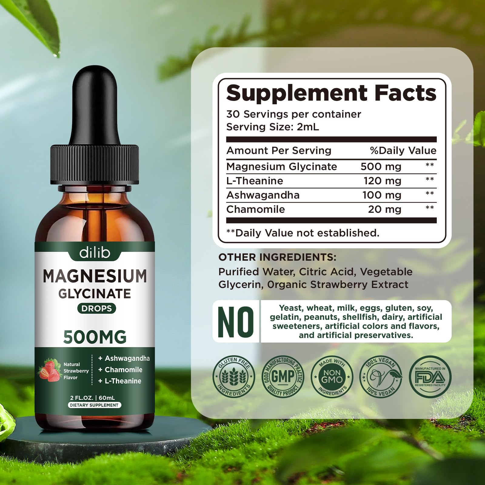 Dilib vegan gluten-free label highlights dietary flexibility.