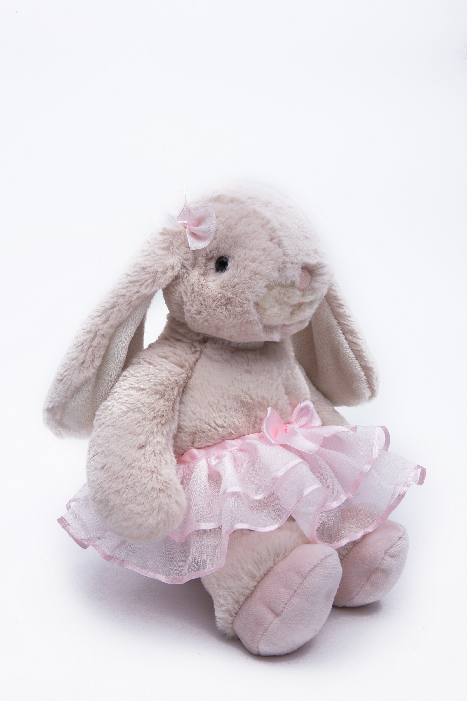 DILLY DUDU bean bag weighted ears and legs help the bunny sit nicely.