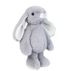 DILLY DUDU gray bunny plush sitting pose, perfect as a gentle bedtime companion.