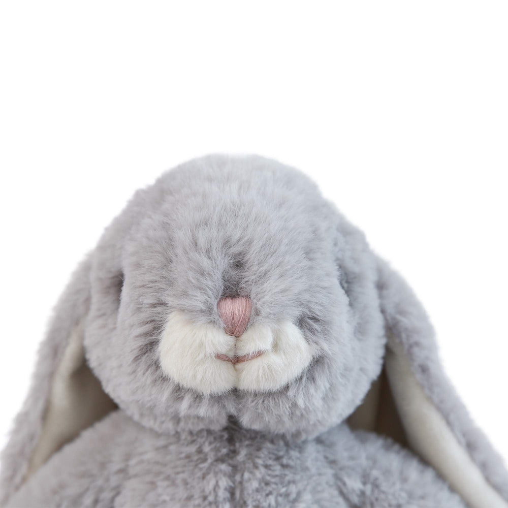 DILLY DUDU gray bunny plush stitched nose detail for a charming, kid-friendly design.