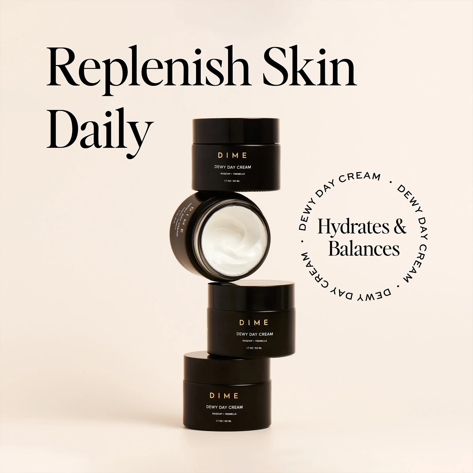 DIME Beauty Dewy Day Cream application moment on clean skin.