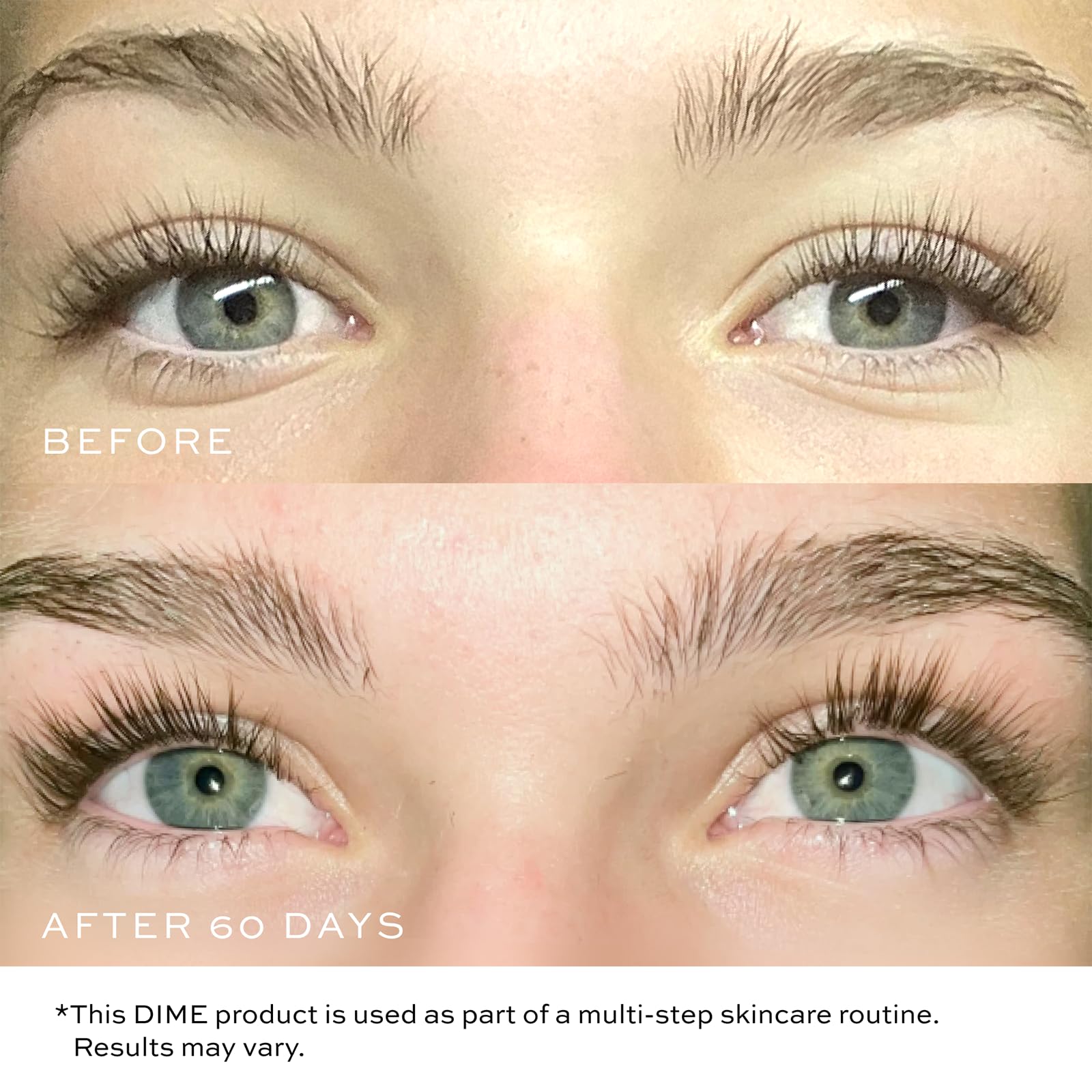 DIME Beauty Eyelash Boost Serum packaging emphasizes clean beauty with sustainable packaging.