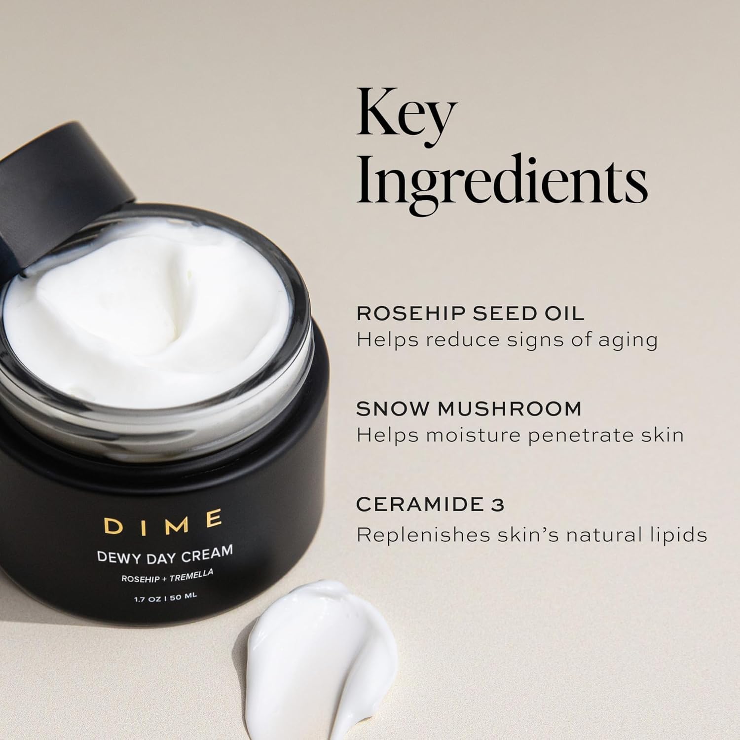 DIME Beauty Moisture Set day cream close-up hints at lightweight SPF protection.