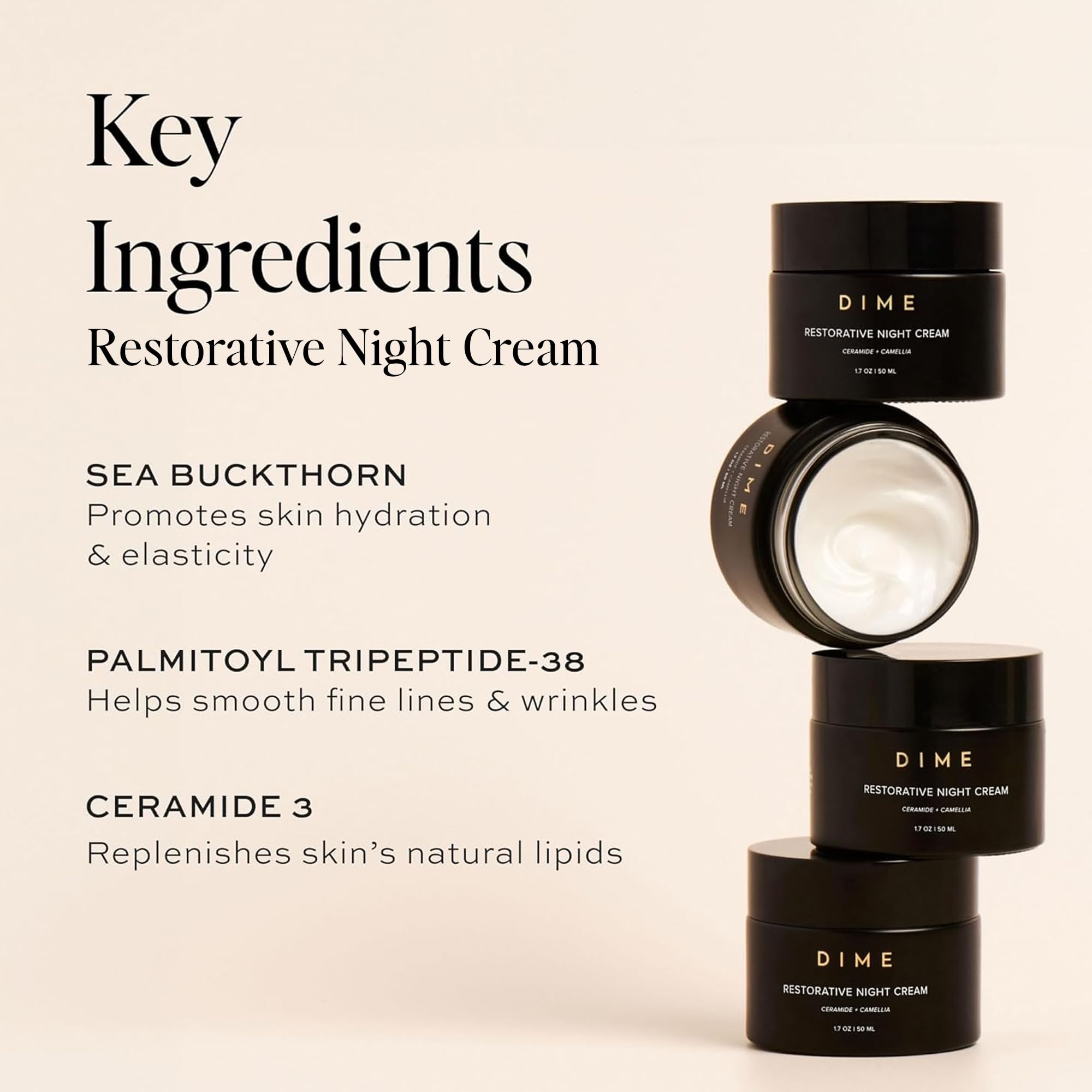DIME Beauty Moisture Set night care routine close-up suggests overnight moisture lock.