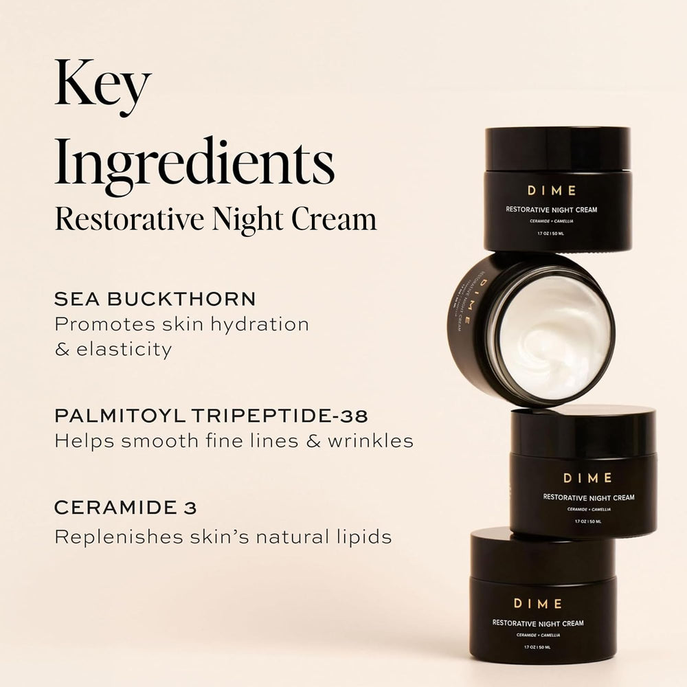 DIME Beauty Moisture Set night care routine close-up suggests overnight moisture lock.