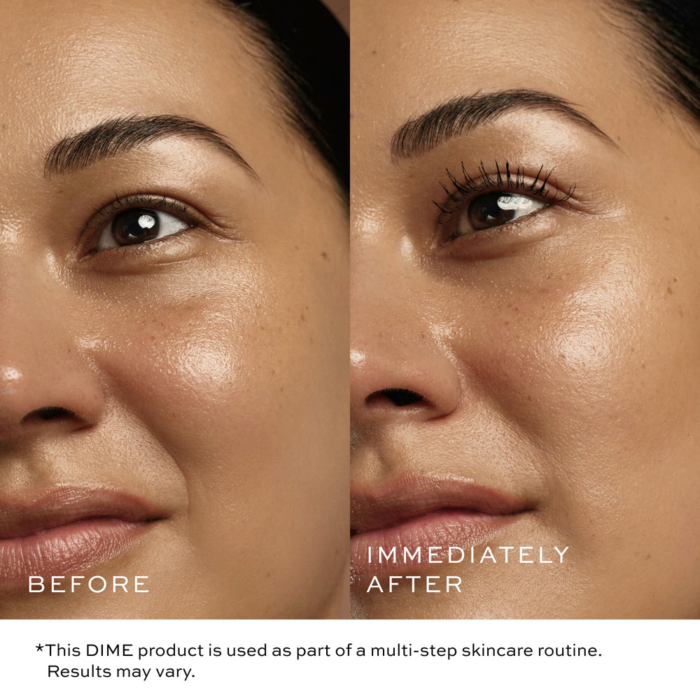 DIME Beauty nourishing ingredients squalane shown with a drop highlighting lash protection.