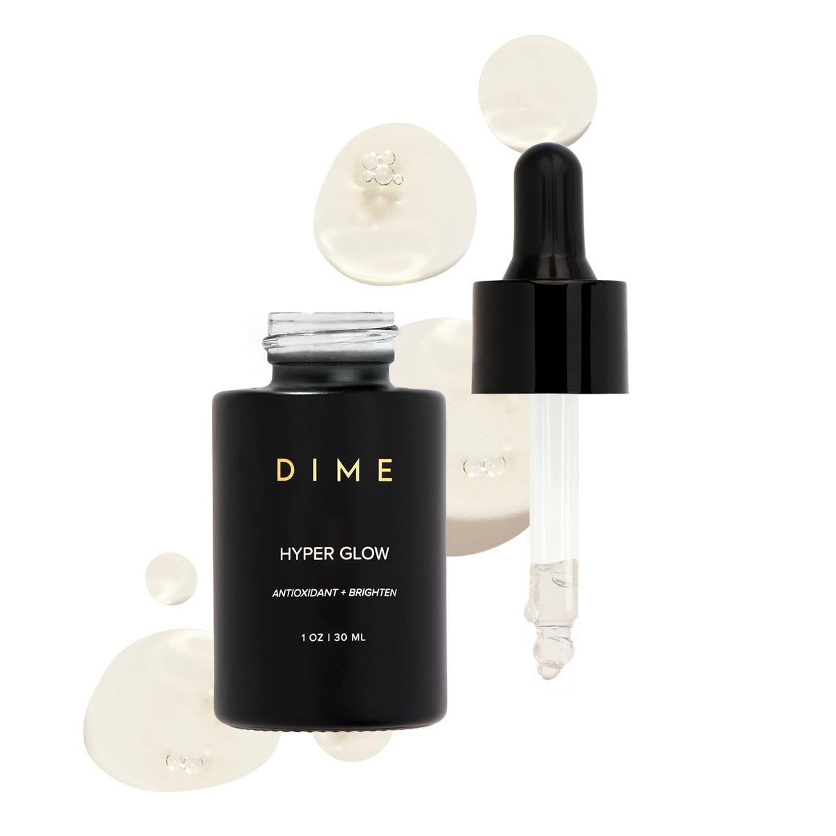 DIME Hyper Glow Serum bottle closeup highlighting brightening potential