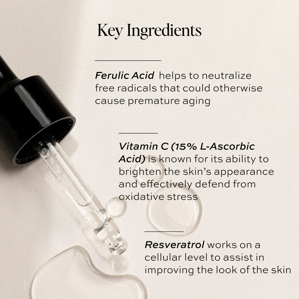 DIME Hyper Glow Serum ferulic acid label closeup signaling antioxidant support for brightening