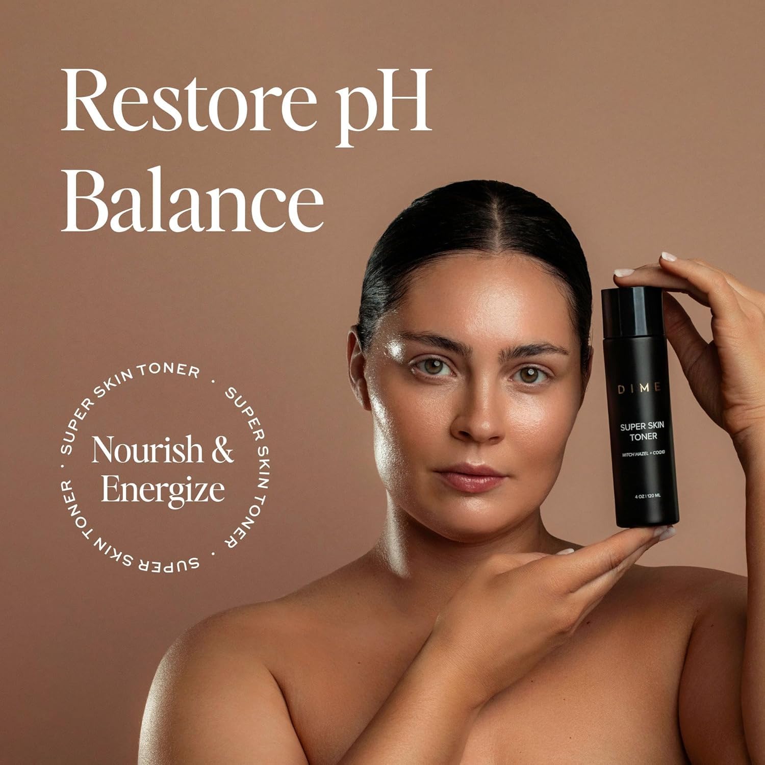 DIME toner on skin after cleansing helping refine pores and balance