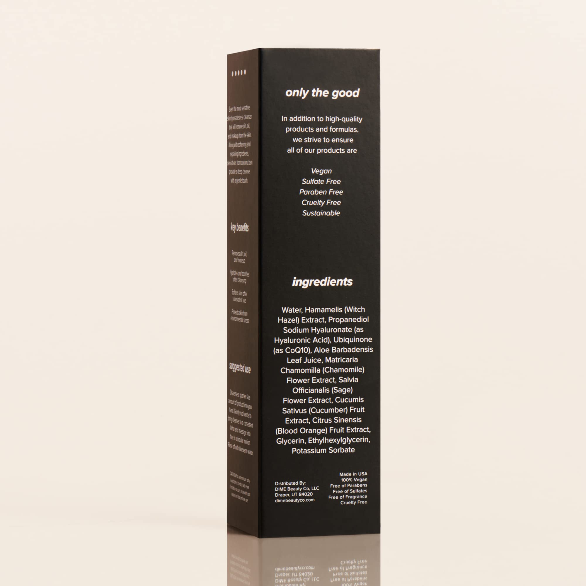 DIME toner packaging shown with sustainable design and vegan cruelty-free values