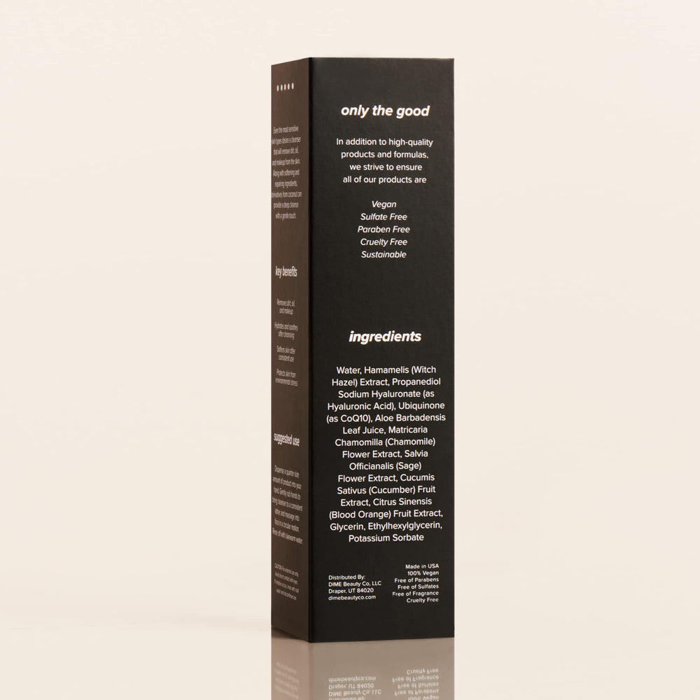 DIME toner packaging shown with sustainable design and vegan cruelty-free values