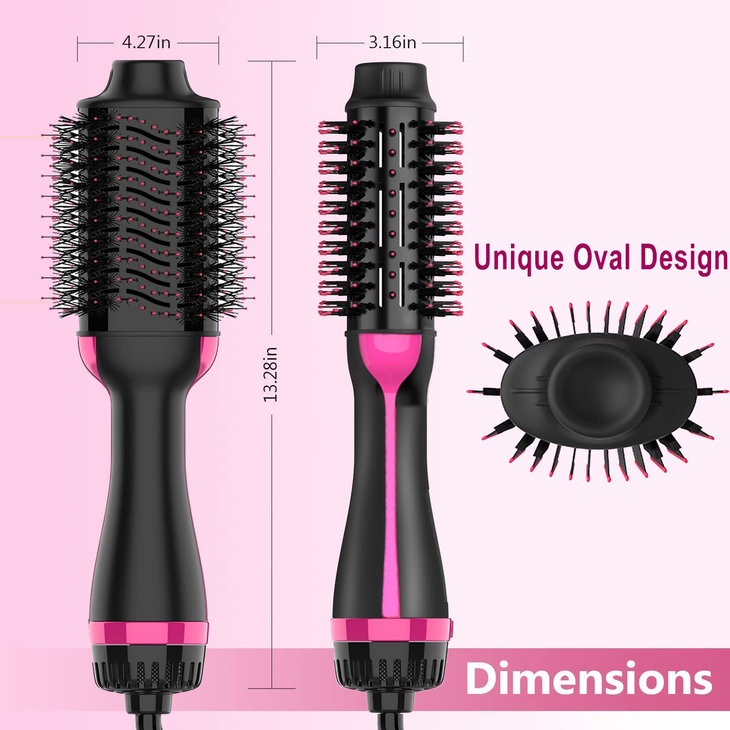 Dimecano Hair Dryer Brush with ergonomic design for easy handling.