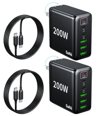Dimiway 2-pack 200W USB-C charger with foldable plug for travel convenience