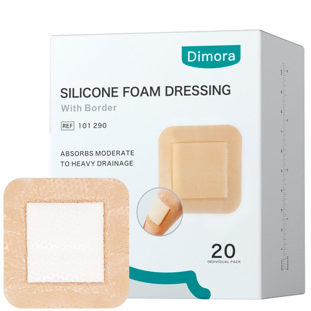 Dimora border silicone foam dressing 3x3 inch showing gentle non-stick contact for comfortable changes.