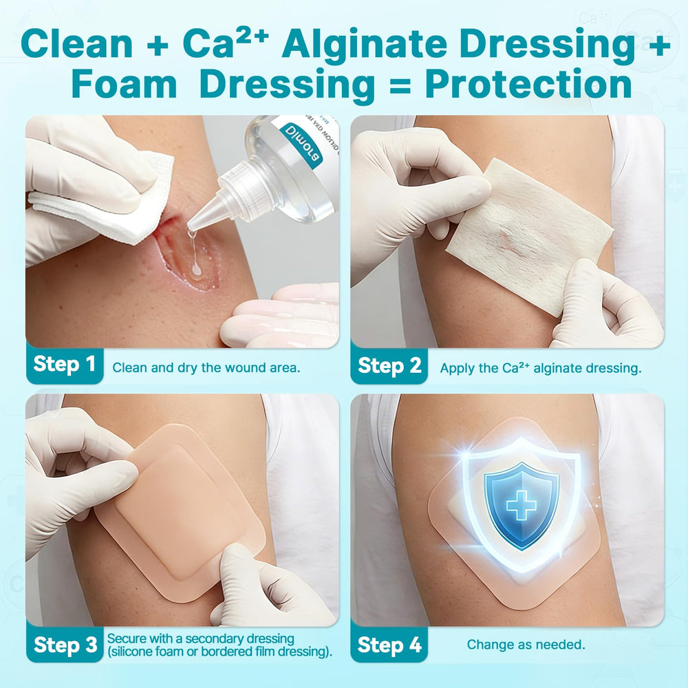 Dimora dressing layered to fill a deep wound cavity