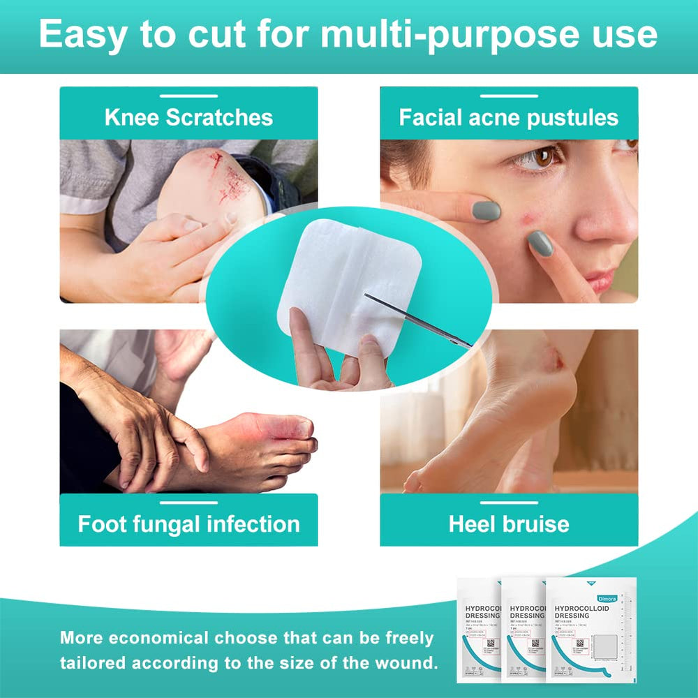 Dimora cut-to-fit dressing for facial pimples and larger wounds.