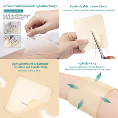 Dimora dressing conforms on elbows and knees for flexible coverage during movement.