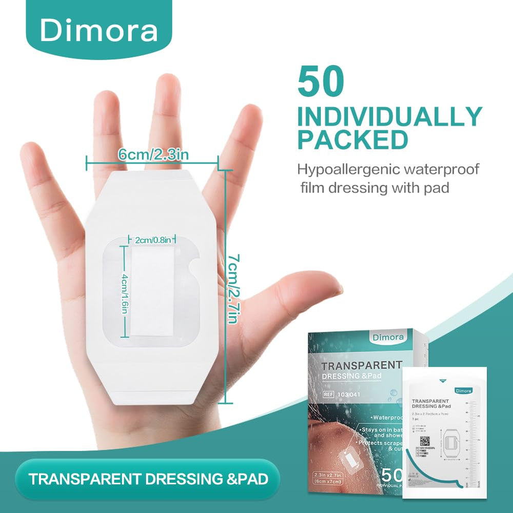 Dimora dressing pad close-up shows low-adherent pad for gentle wound care.