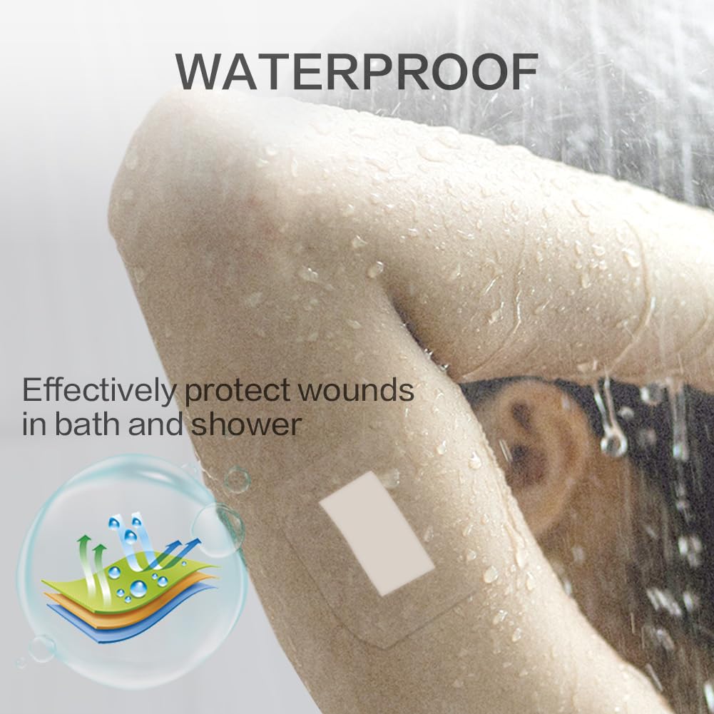 Dimora waterproof dressing seen in shower illustrates safe wound protection.