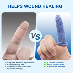 Dimora finger cots stretch-fit blue enable full finger mobility.
