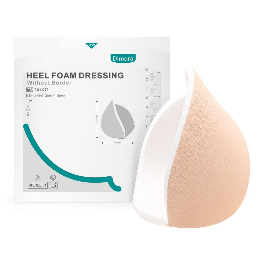 Dimora Heel Foam Dressing applied to a heel, illustrating non-adhesive use