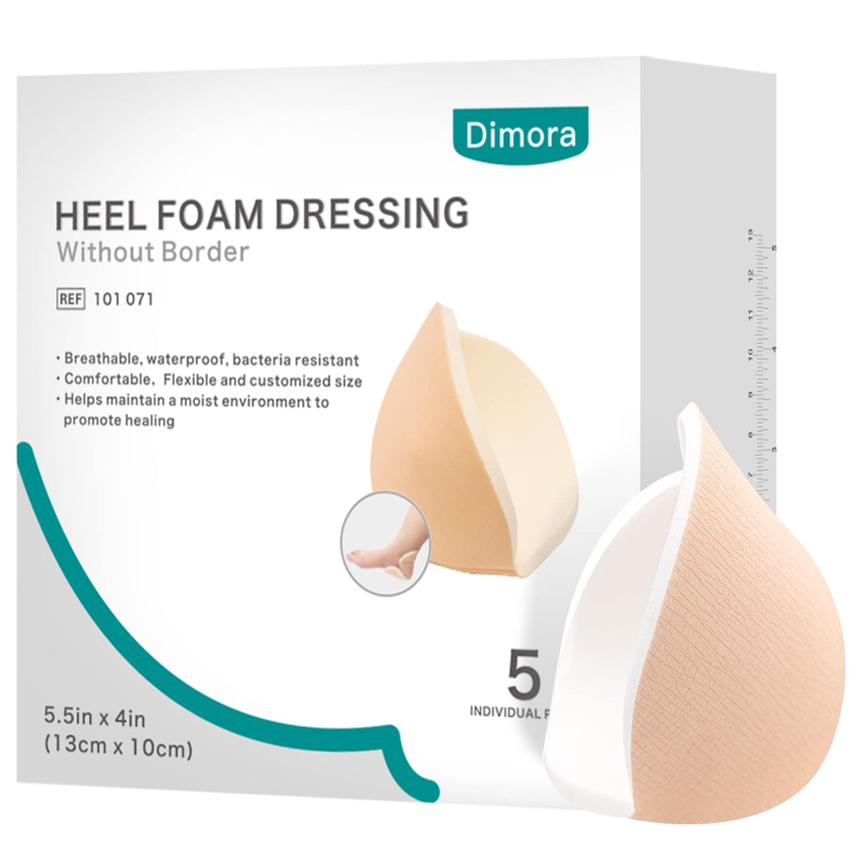 Dimora Heel Foam Dressing packaging showing easy-to-handle wrap