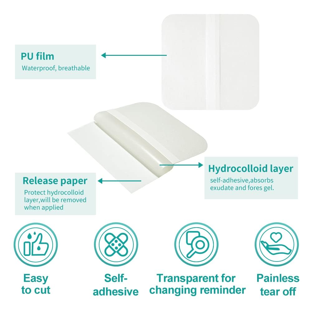 Dimora hydrocolloid dressing 4x4 can be cut to fit irregular shapes.