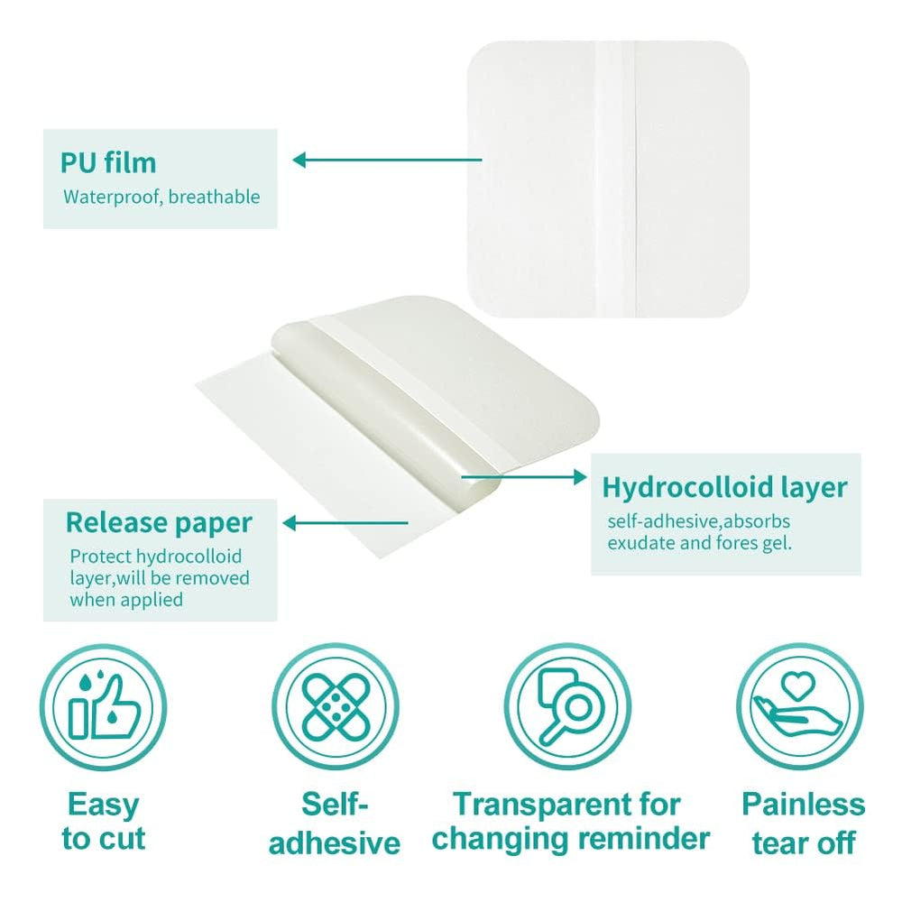 Dimora hydrocolloid dressing 4x4 can be cut to fit irregular shapes.