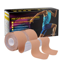 Dimora kinesiology tape roll beige provides durable muscle support during workouts.
