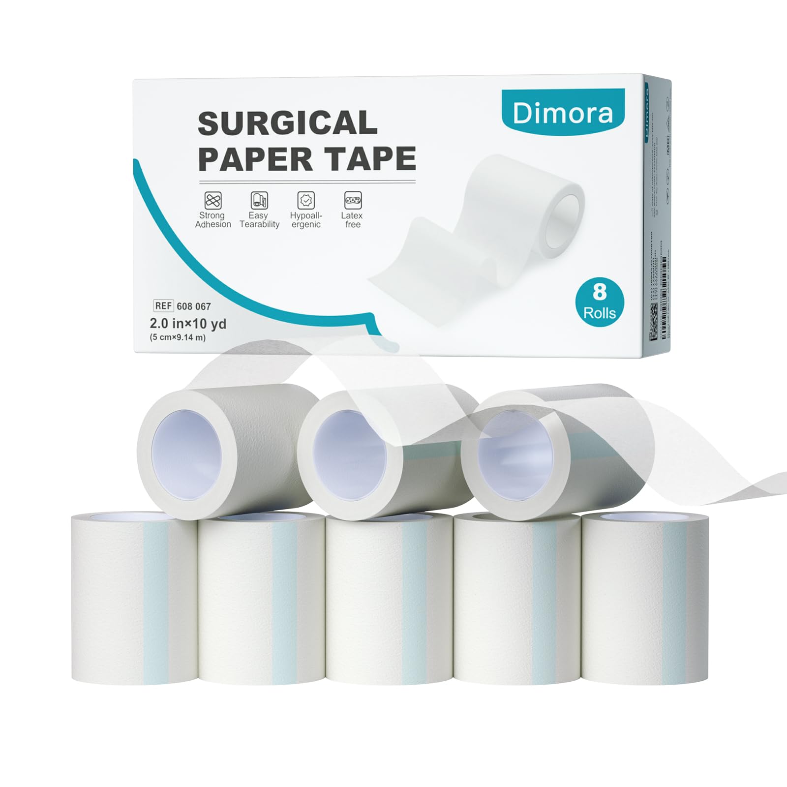 Dimora paper medical tape eight-roll pack demonstrates versatile first aid readiness
