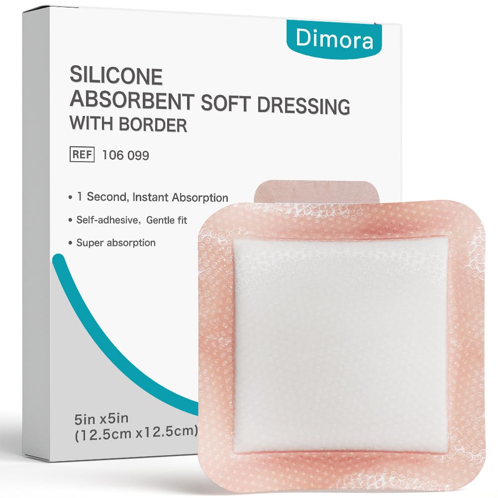 Dimora silicone wound dressing with absorbent core for fast exudate management