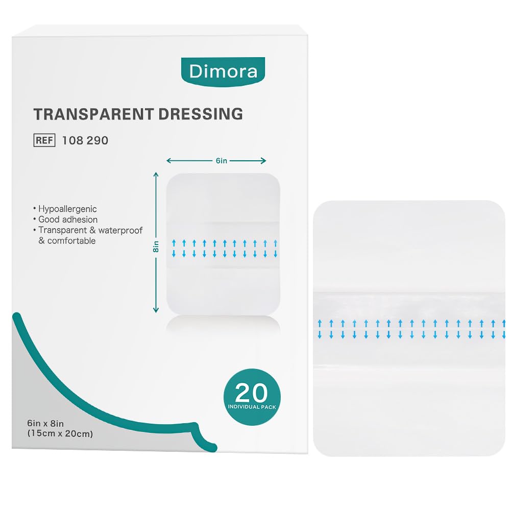 Dimora transparent film dressing 6x8 inch front view showing size and clarity for wound protection