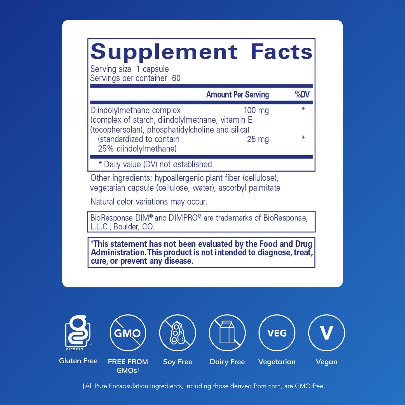 Close-up of Pure Encapsulations DIMPRO 100 capsules for daily use