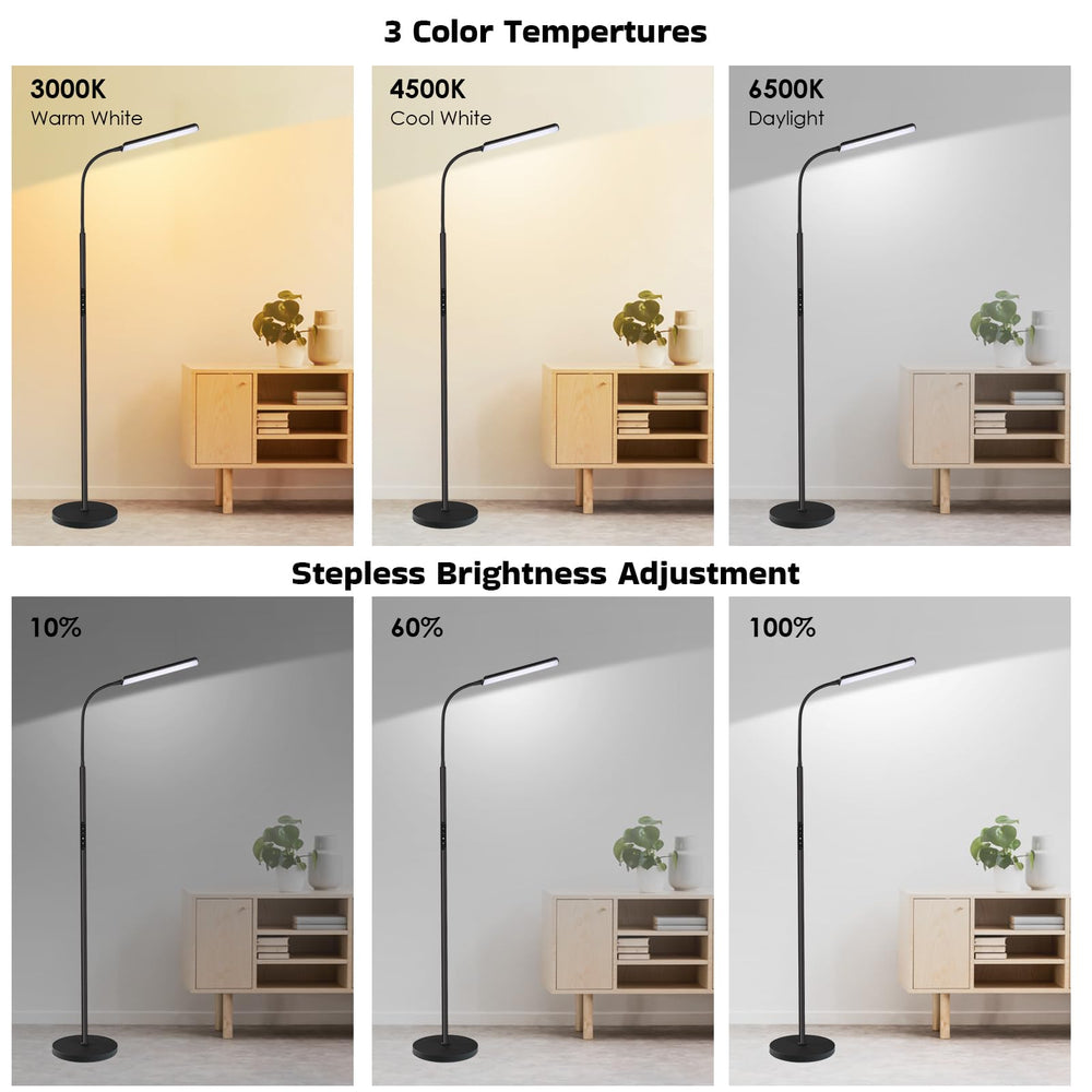 Dimunt standing lamp features 3000K-6000K color temperature for cozy to energizing ambiance.