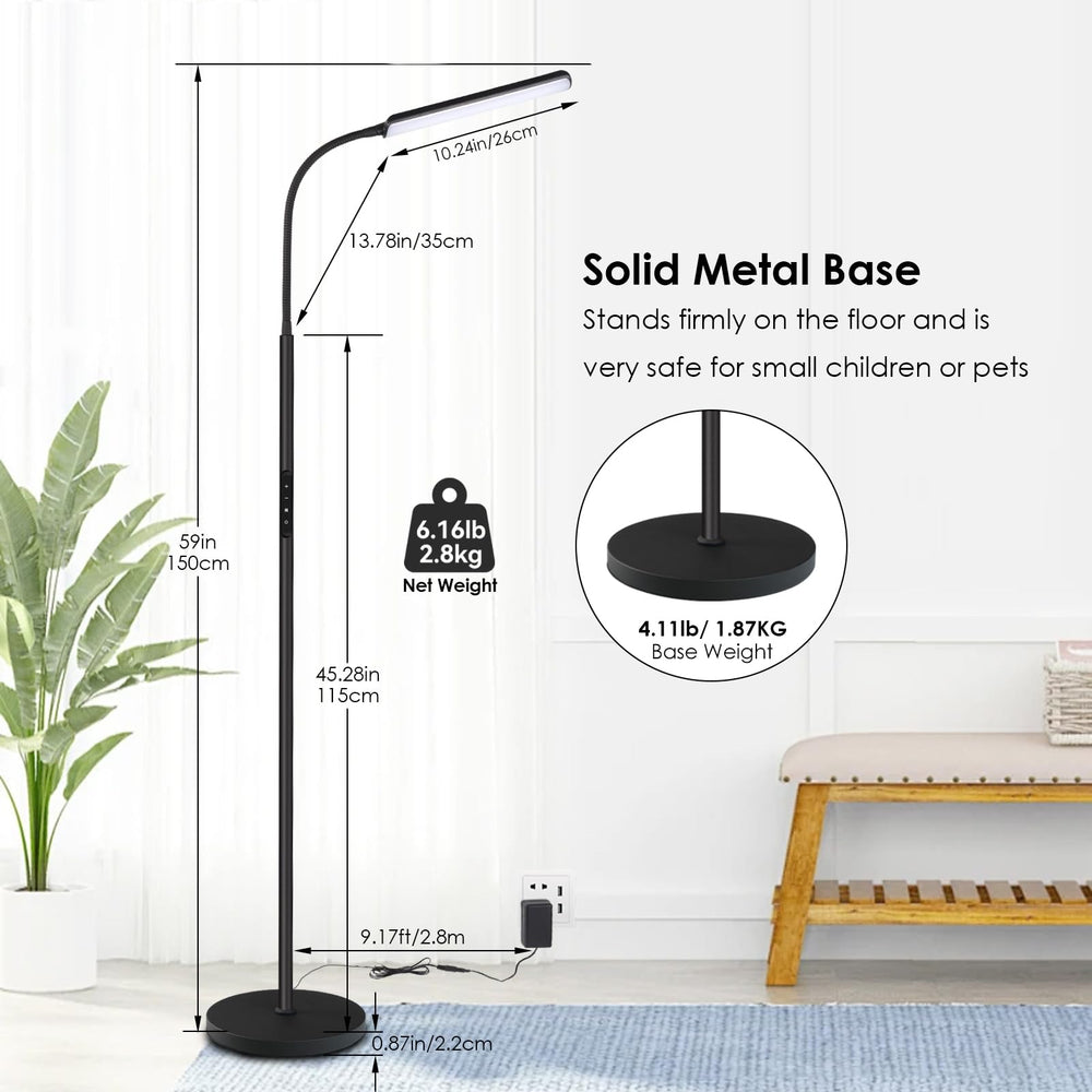 Dimunt floor lamp with remote and touch control for effortless brightness and color change.