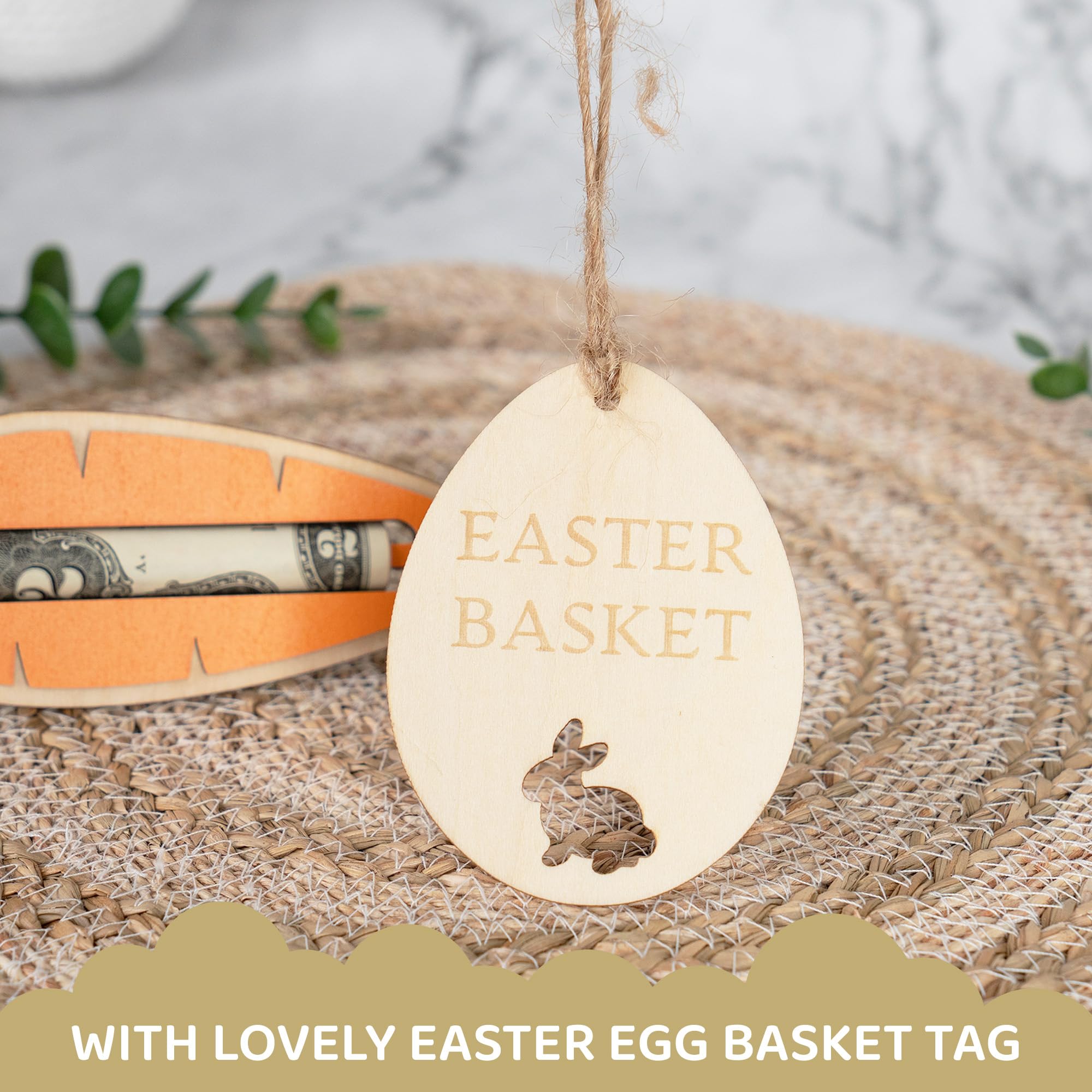 DINIZON Easter Bunny Money Holder, Easter basket decor, decorative and functional keepsake.