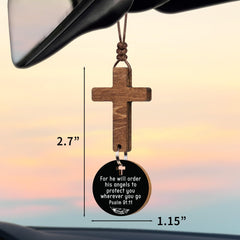 Handmade DINIZON cross decor for a lightweight rearview mirror