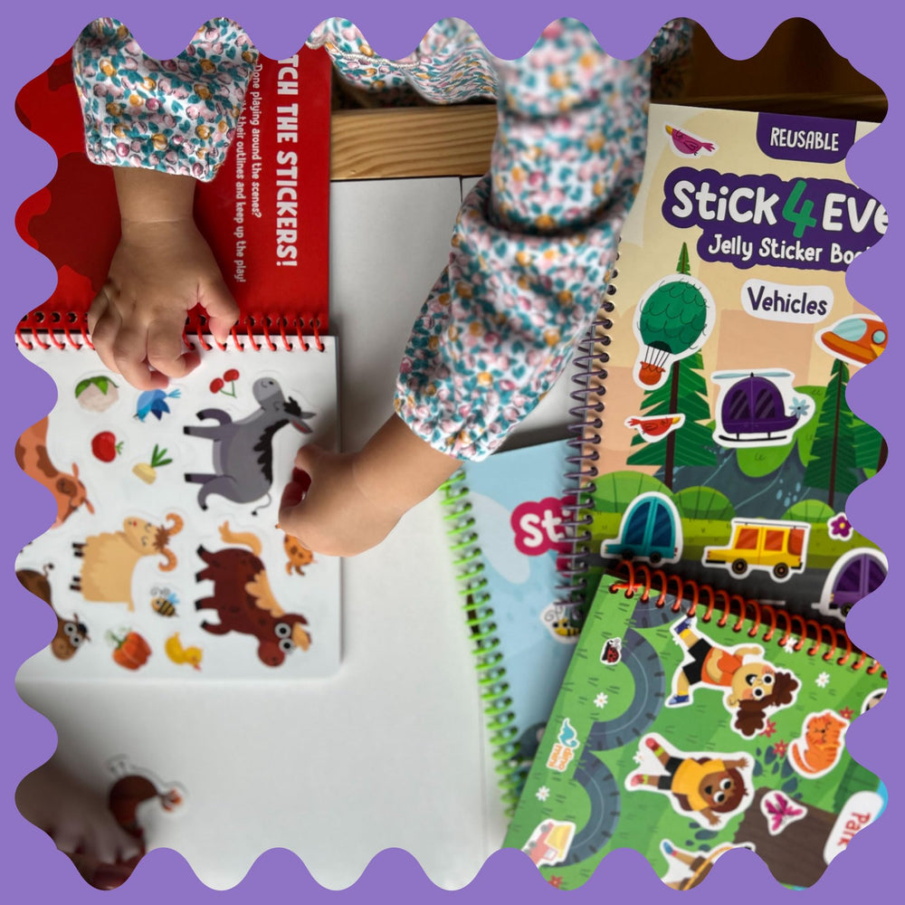 DINO MINI Stick4Ever jelly stickers are reusable for quick re-sticking on the go.