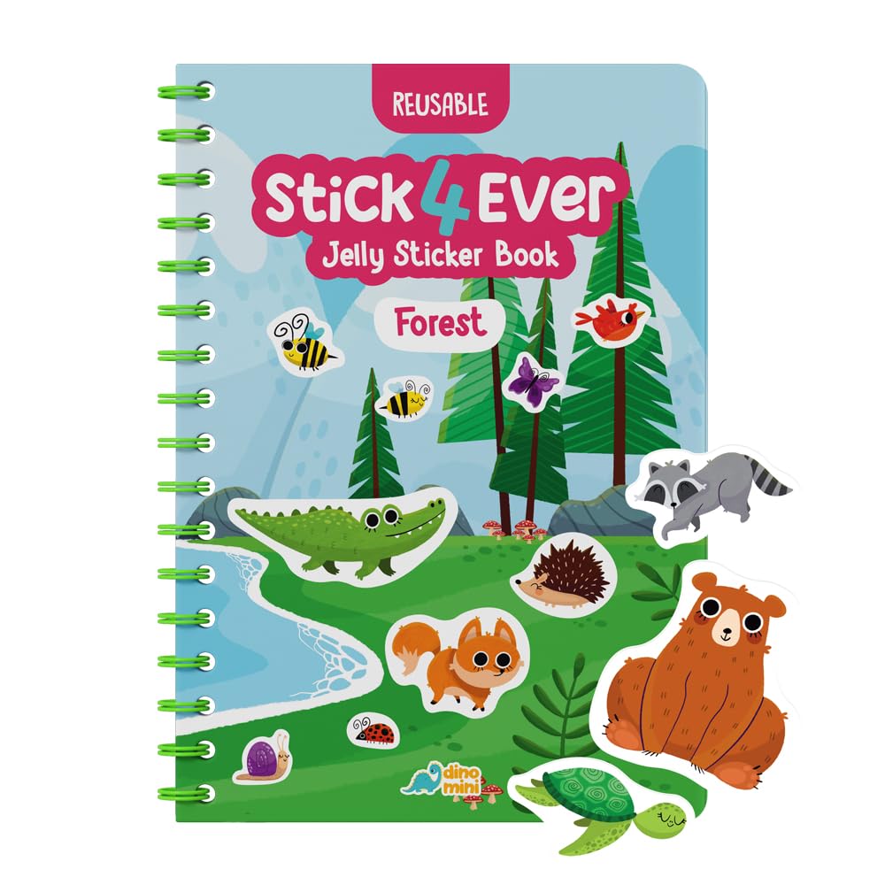 Dino Mini Stick4Ever jelly forest stickers cling to surfaces for mess-free, imaginative play.