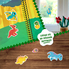 DINO MINI Stick4Ever jelly stickers cling to a window for mess-free decorating.