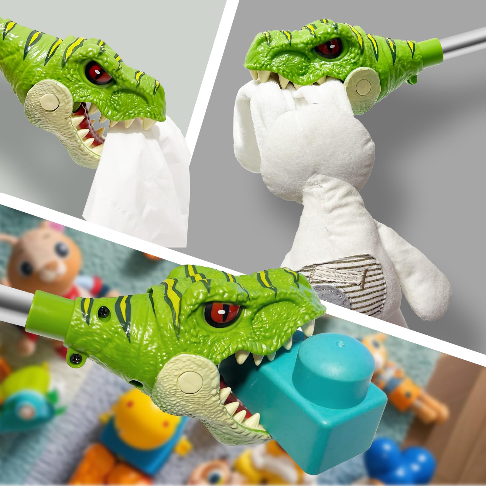 DINOBROS kid-friendly dino grabber supports hand-eye coordination through interactive fun.