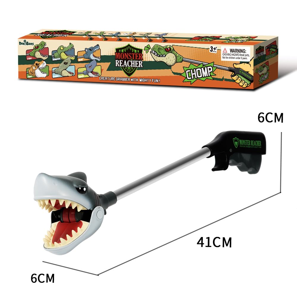 DINOBROS Shark Toy Pincher grabber ocean design sparks storytelling and pretend play.