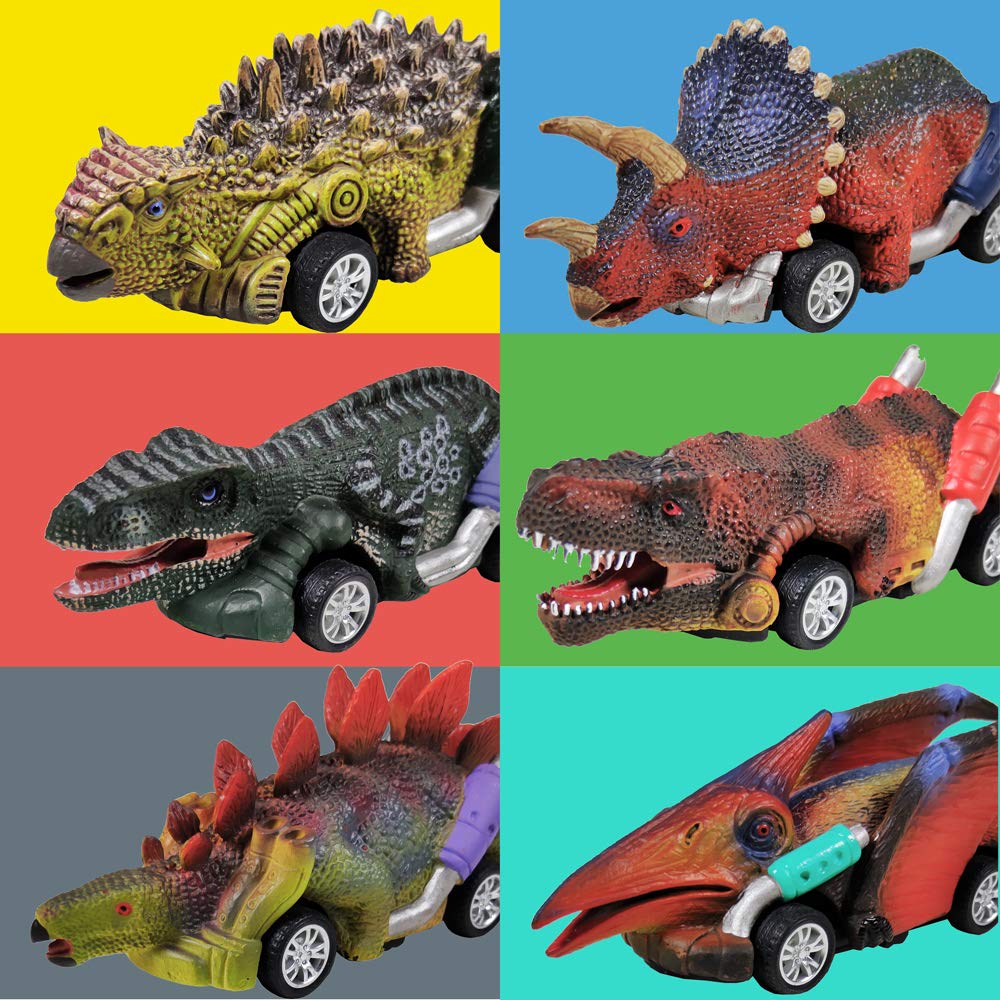 Dinobros six-pack dino cars race-in-room setup for easy cleanup.